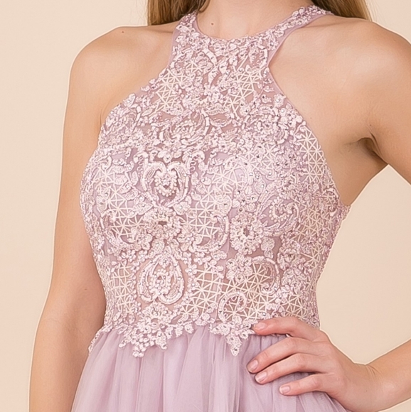 Tulle formal evening gown embroidered - Picture 6 of 7